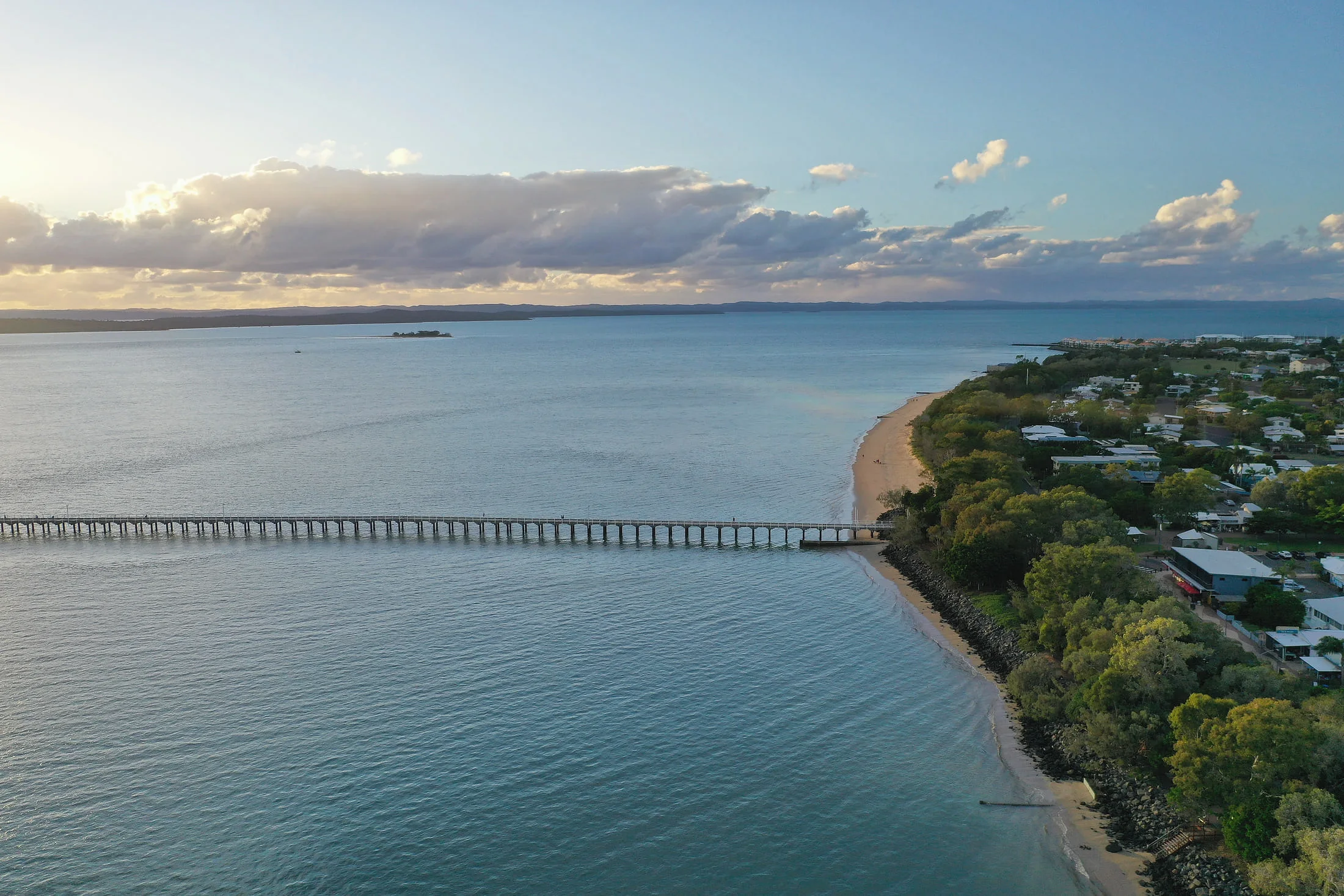 Urangan waterfront and the Great Sandy Strait from above